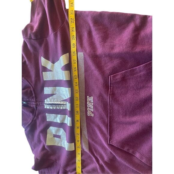 PINK Victoria’s Secret Womens Maroon Quarter Zip Pullover Sweatshirt Size Large - Picture 6 of 11
